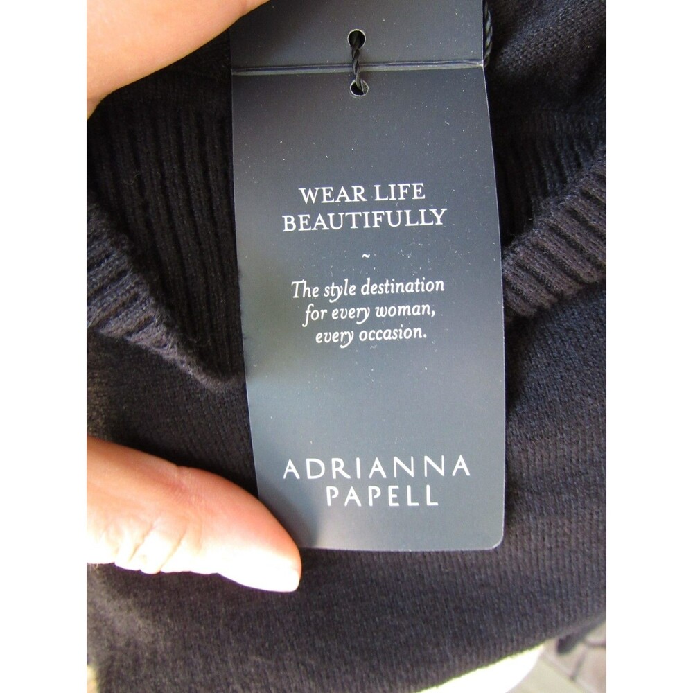 NWT Adrianna Papell Womens M Sweater Black Long Sleeve Pullover Middle Seam - Picture 9 of 16